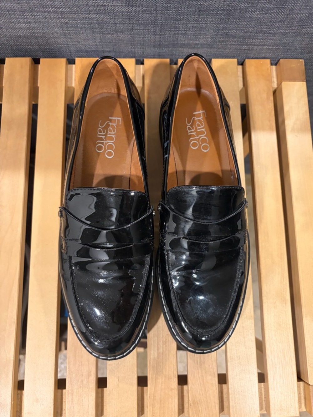 Franco Sarto women’s  Black Patent Leather Penny Loafers